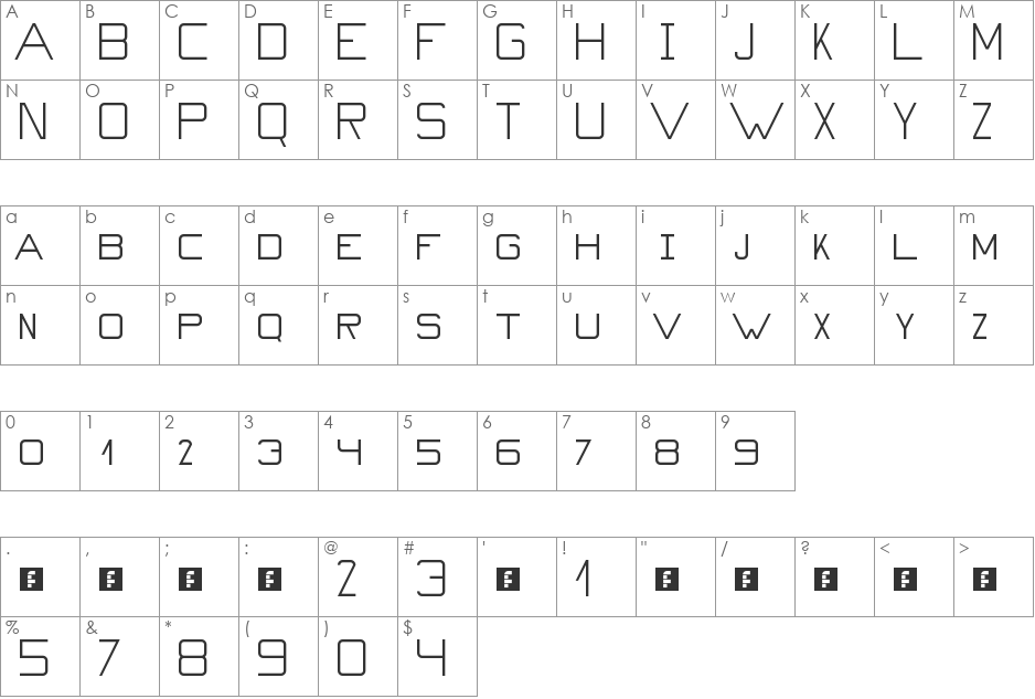 Countdowner font character map preview