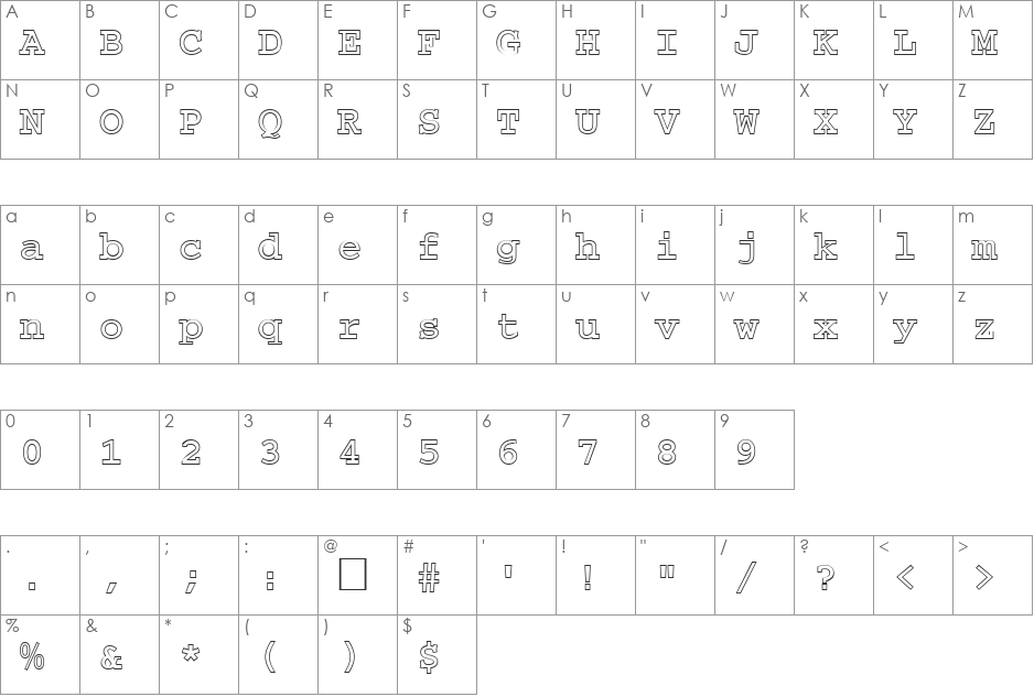 CountdownOpen font character map preview