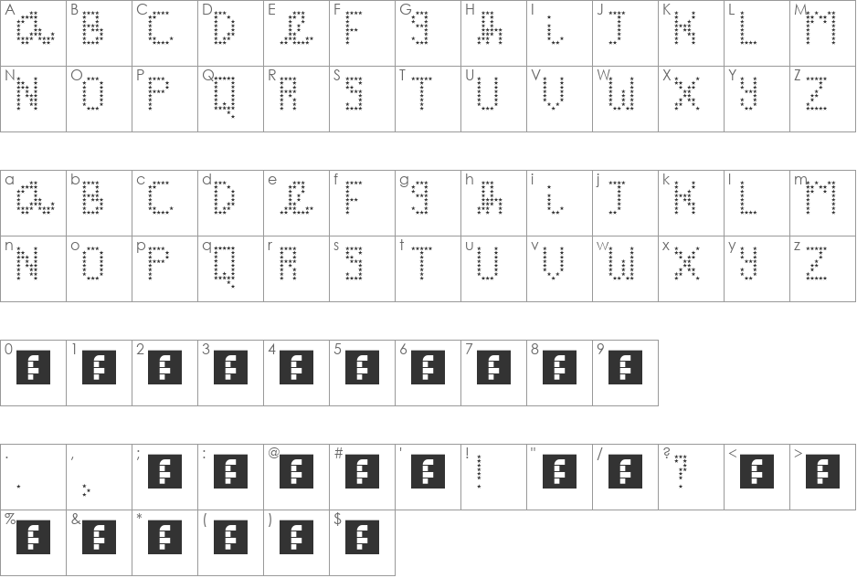 Counting Stars font character map preview