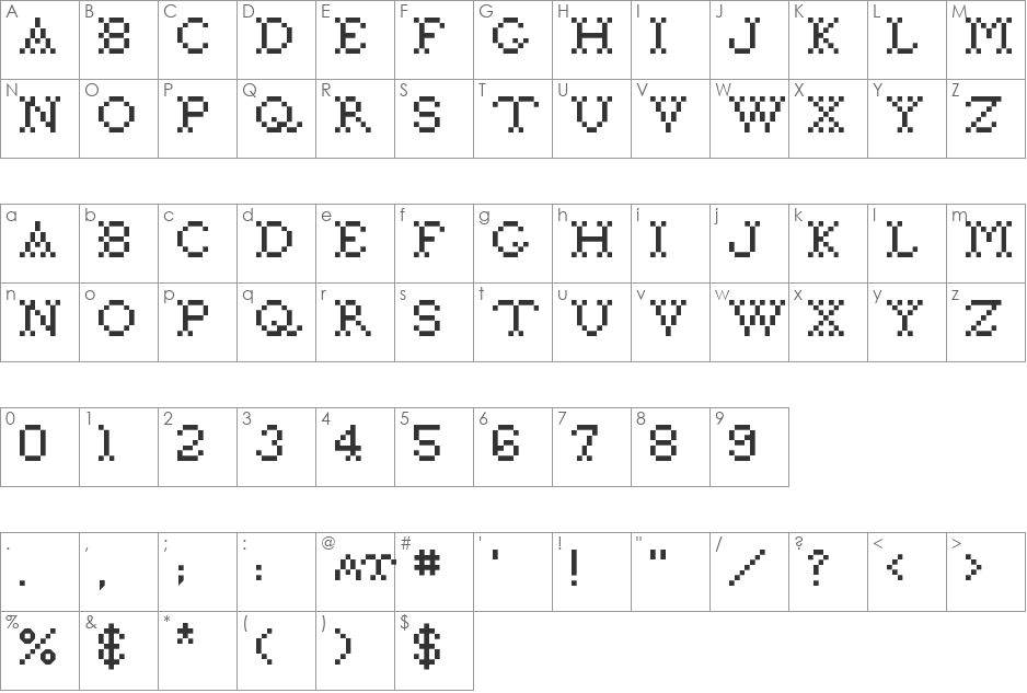 Country font character map preview