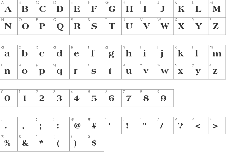 Countryside Black SSi font character map preview