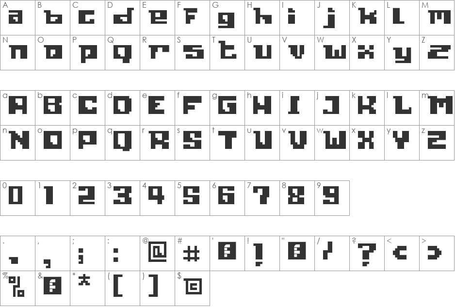 countzeero4own font character map preview