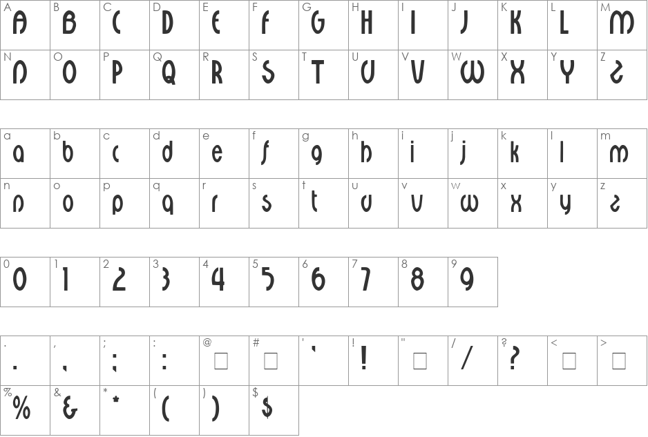 Courant Display SSi font character map preview