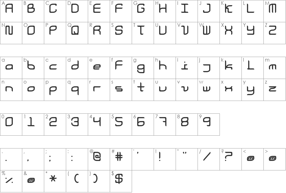 Courier Now font character map preview