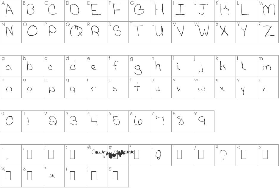 Courtney Babcock font character map preview