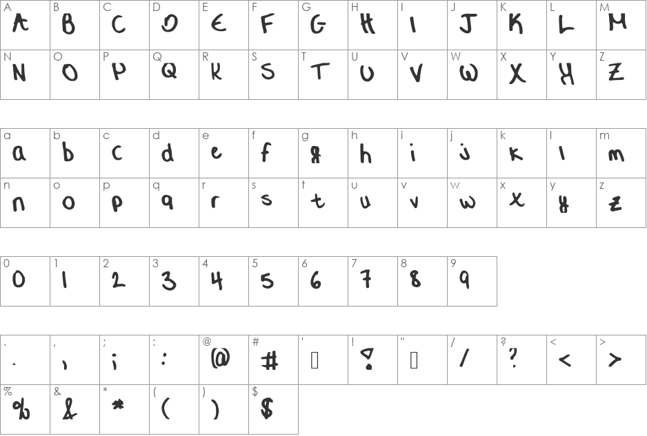 Alexis__Handwriting_Font_1.0 font character map preview