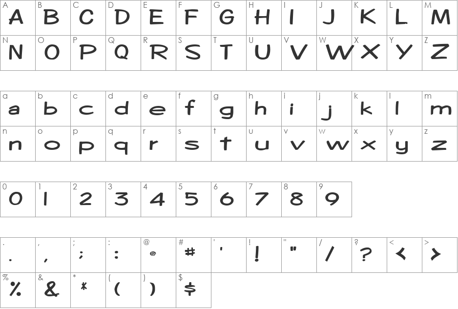 AlexOne83 font character map preview