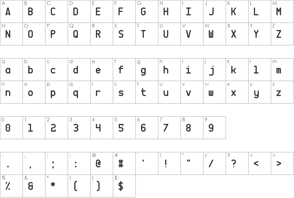 CQ Mono font character map preview