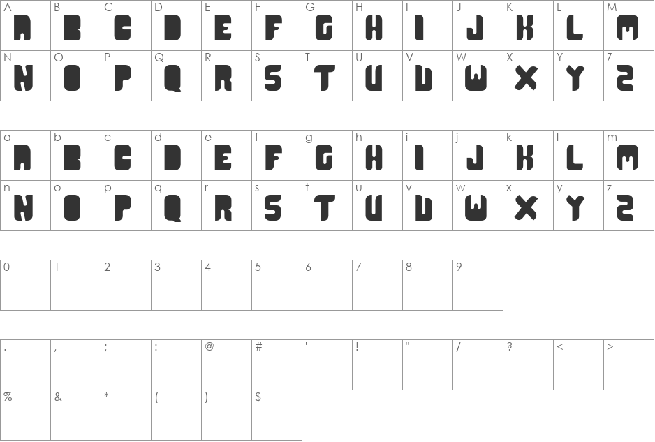 CR21TYPE font character map preview