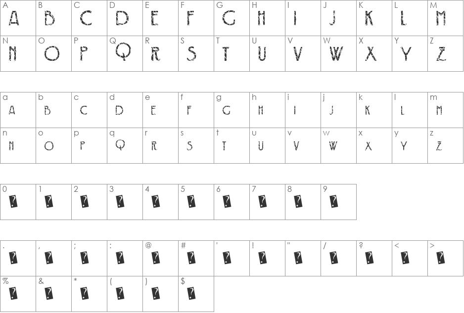 CrackDeco font character map preview