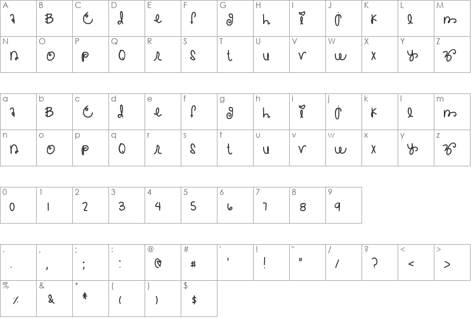 CrackedMyTooth font character map preview
