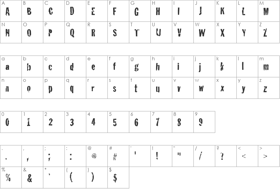 Crackhouse font character map preview