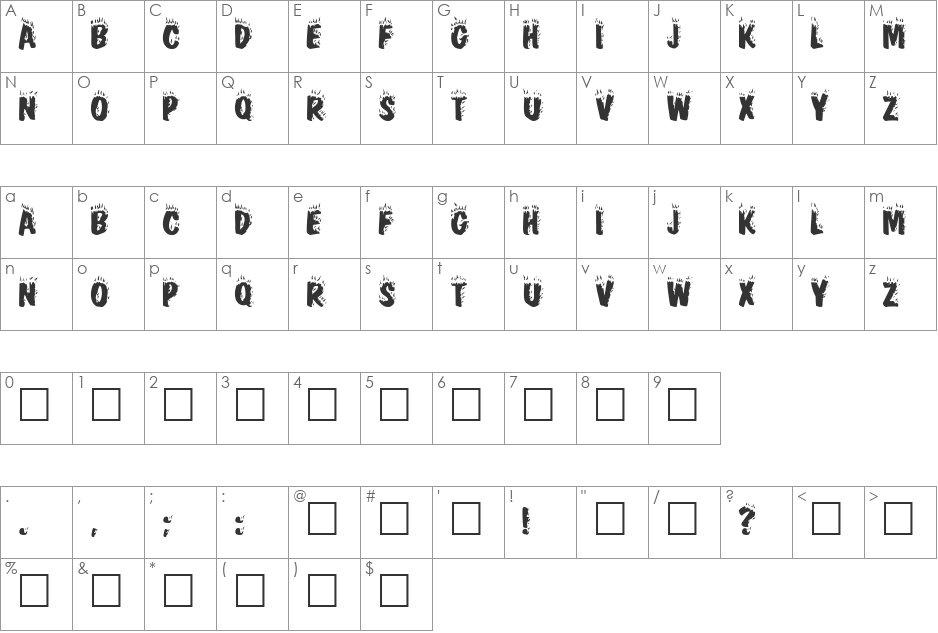 CracklingFire font character map preview