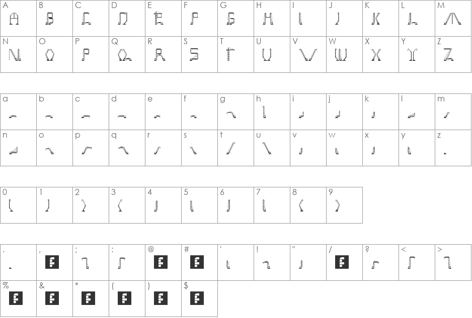 cranestruct font character map preview