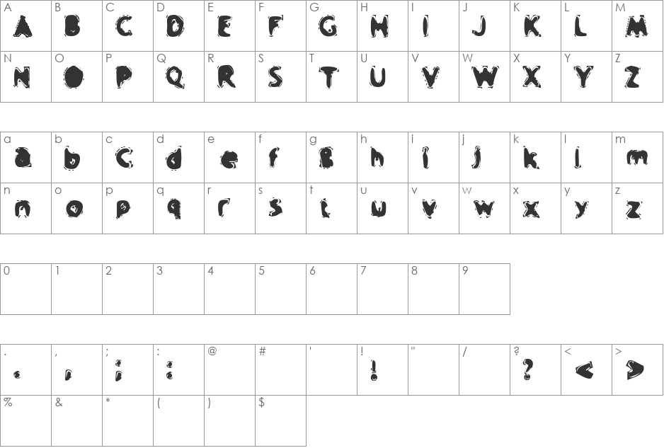 Crap Music font character map preview