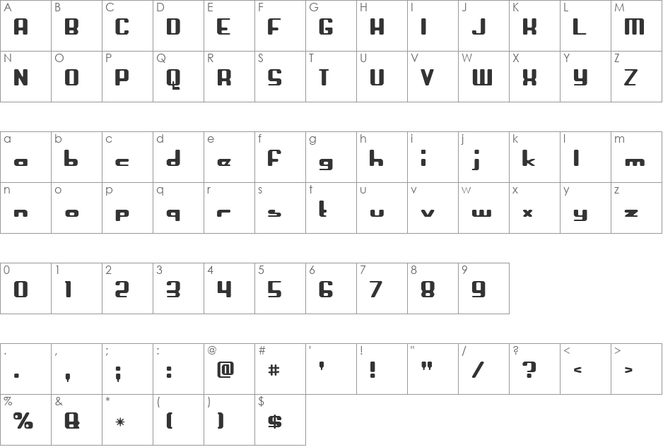Crapola font character map preview