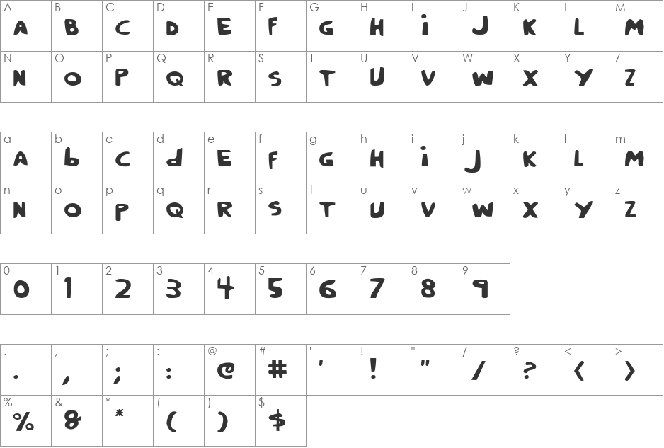 Crappity-Crap-Crap Pro font character map preview