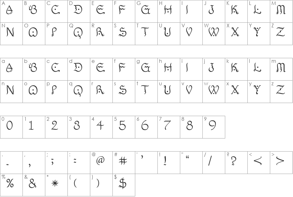 Alfa-Pinoy font character map preview