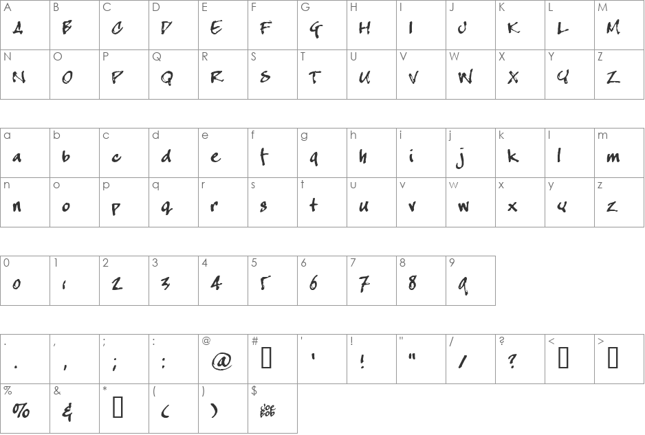 crappyJoe font character map preview