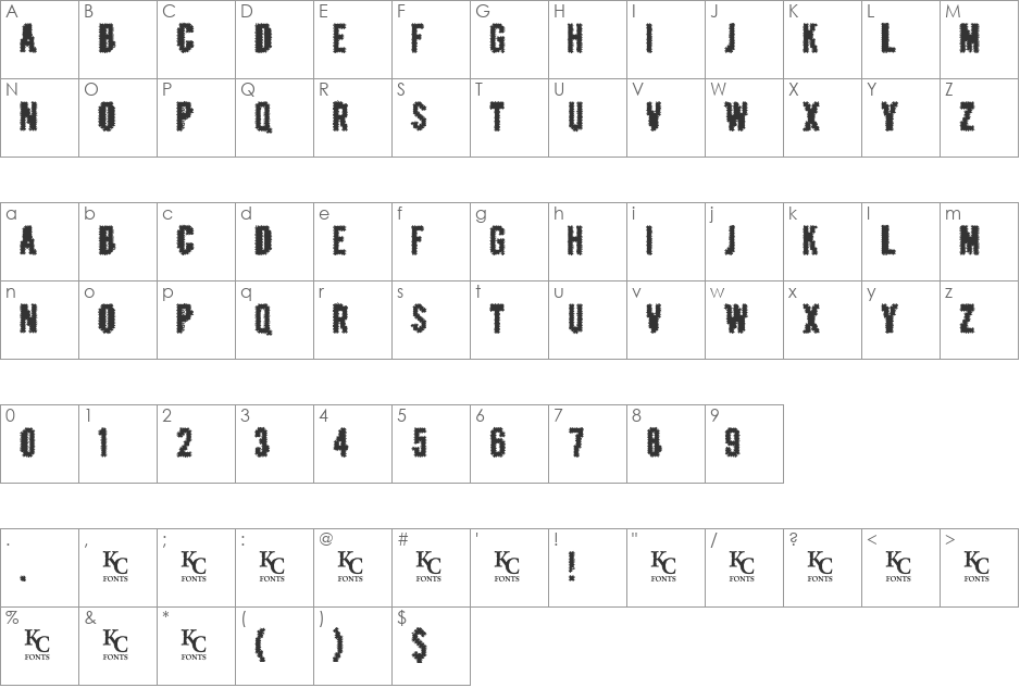 Crashed Out font character map preview