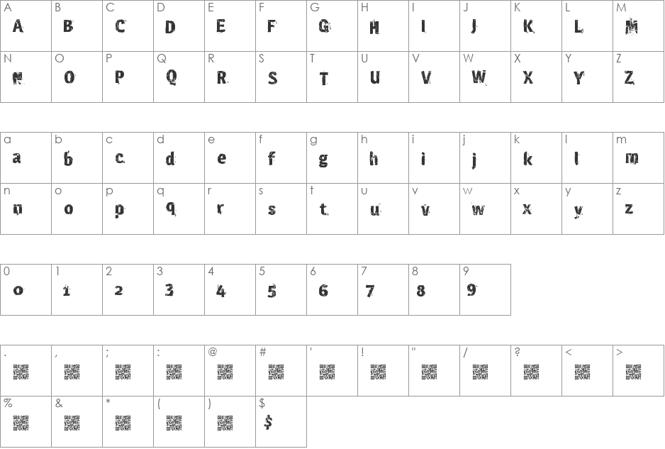 CrashSite font character map preview