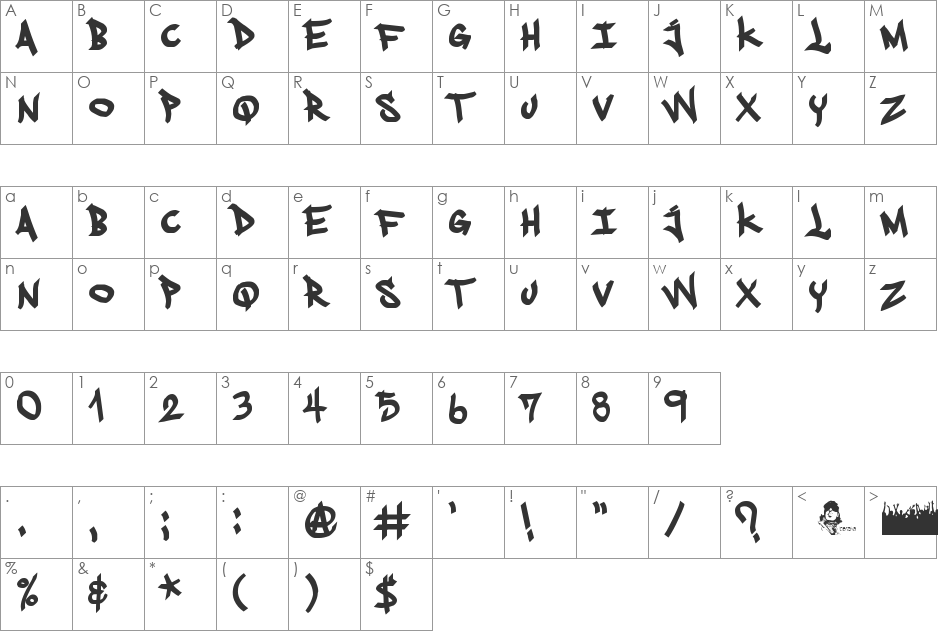 Crawn Fat font character map preview