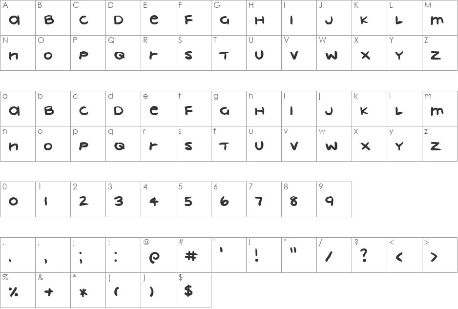 crayon font character map preview