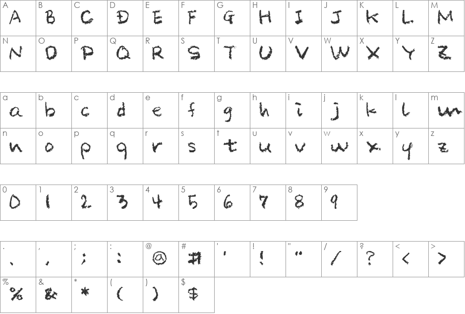 CrayonAL font character map preview