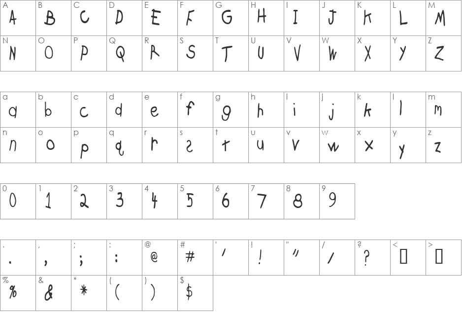 CrayonCondensed font character map preview