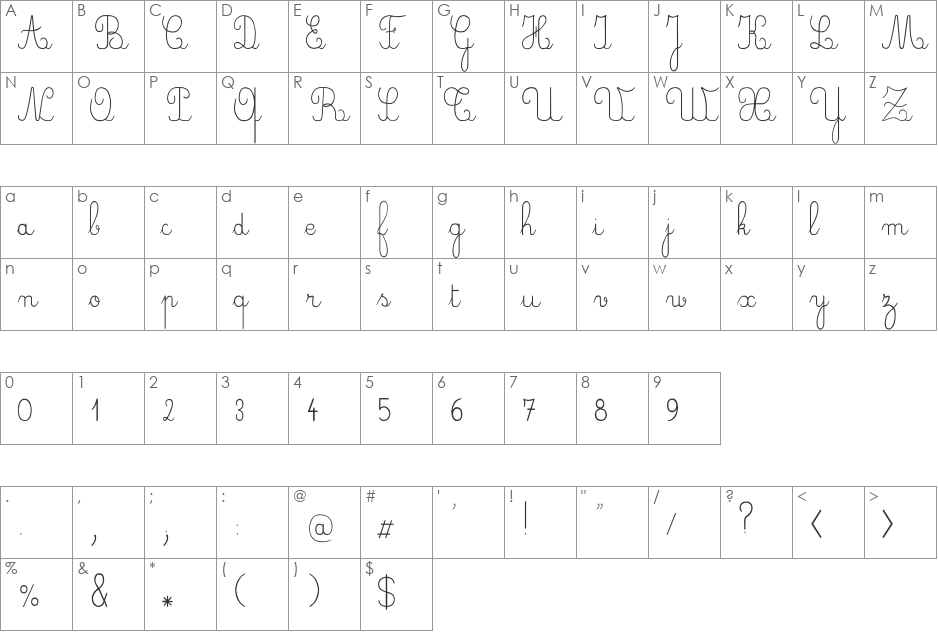 CrayonE font character map preview