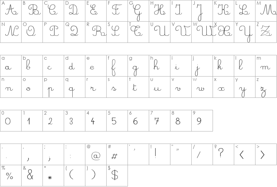 CrayonL font character map preview