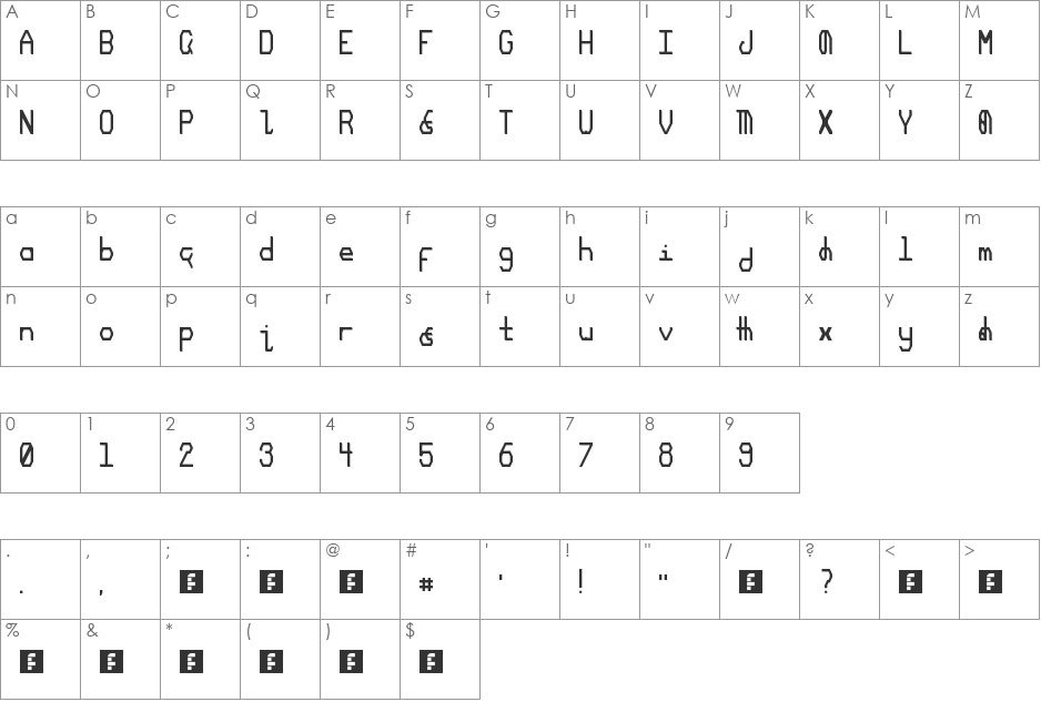 Crayton font character map preview