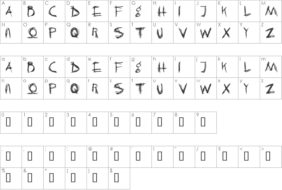 Crazy Killer font character map preview