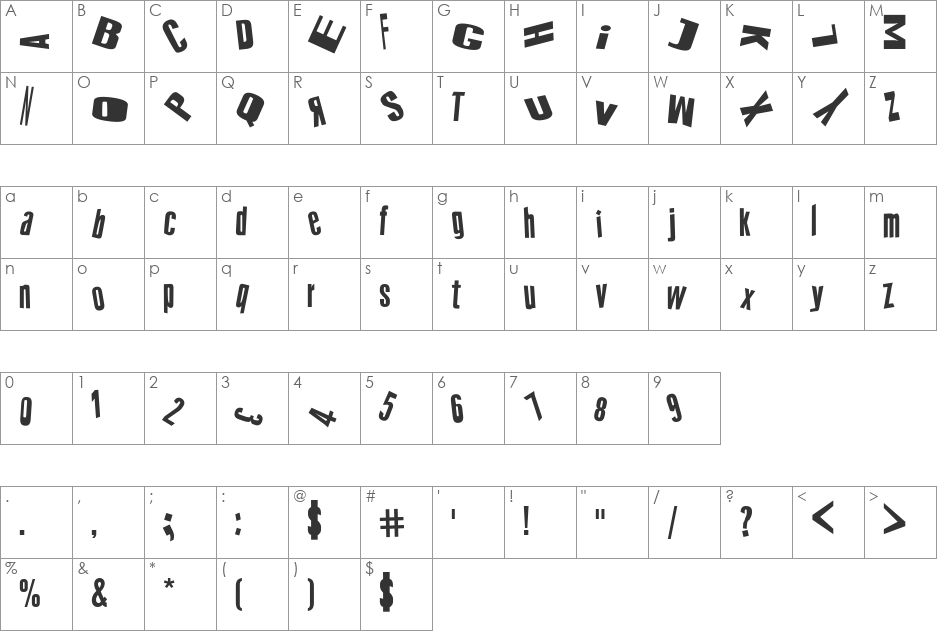 cRAZY sTYLE font character map preview