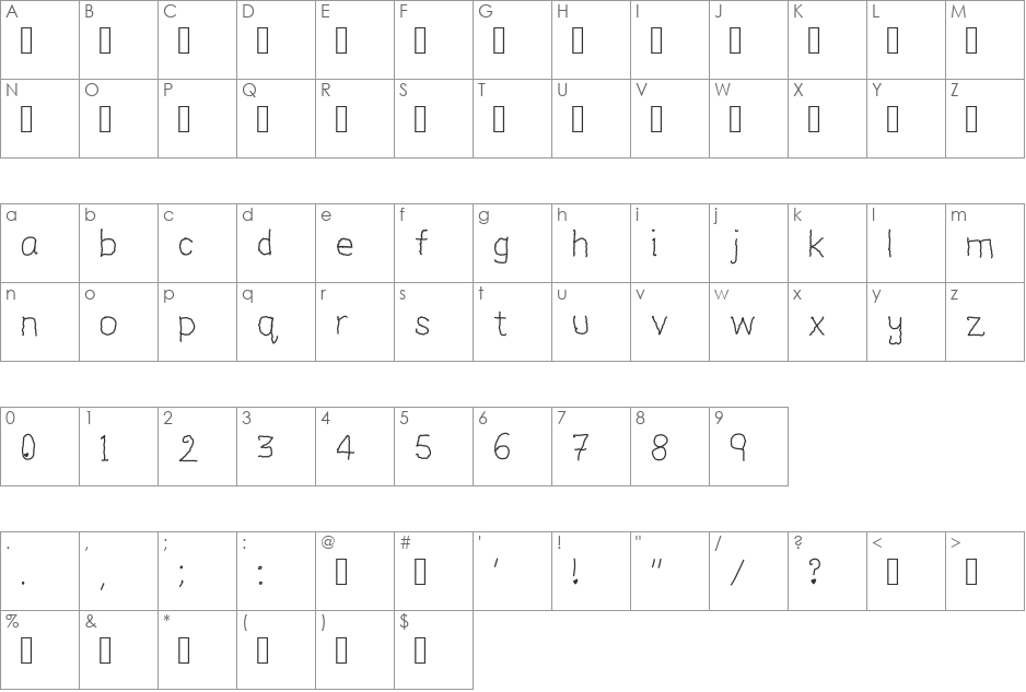 Crazy Writing font character map preview