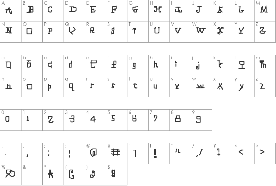 CrazyMessyLife_ font character map preview
