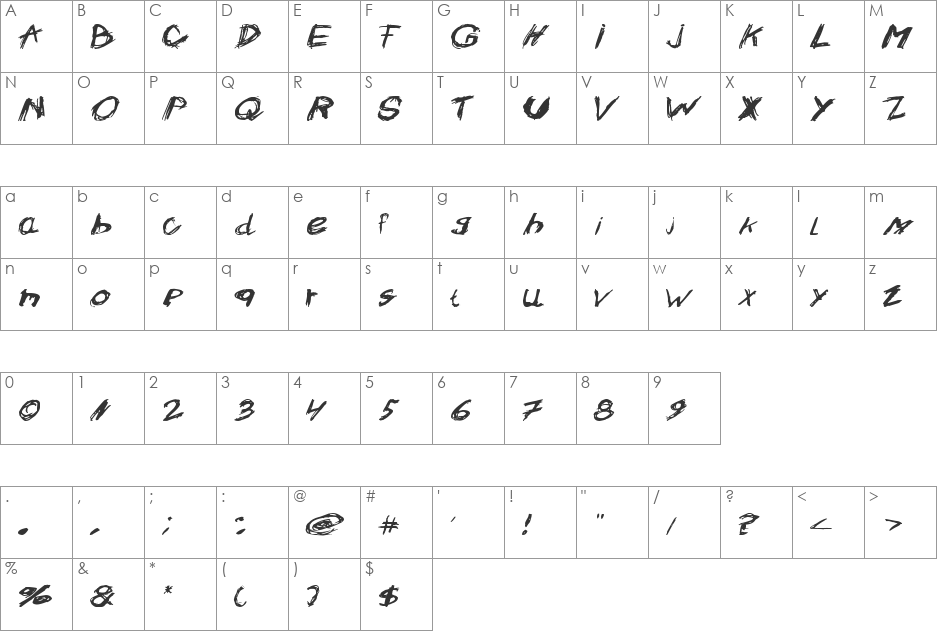 Crazysk8 font character map preview