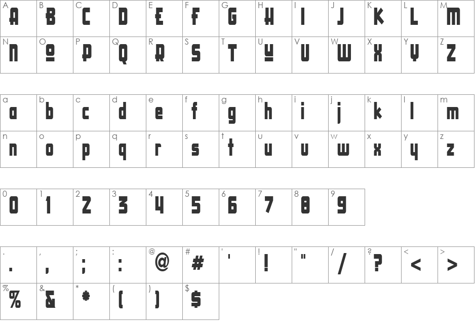 Creative font character map preview