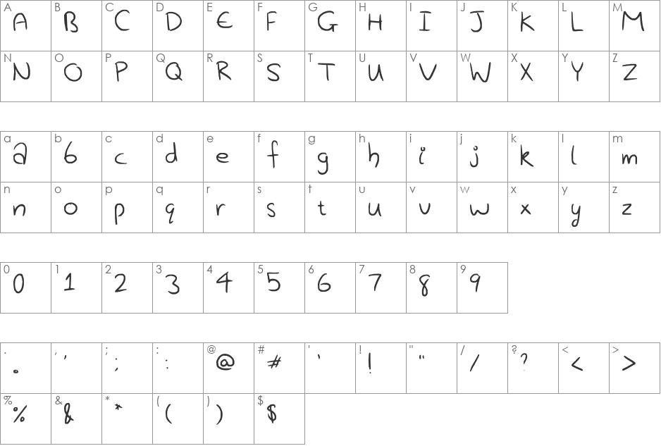 Creative A's font character map preview