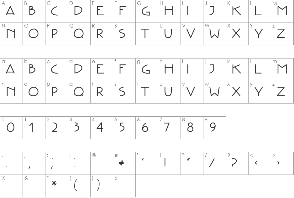 Creative Type font character map preview