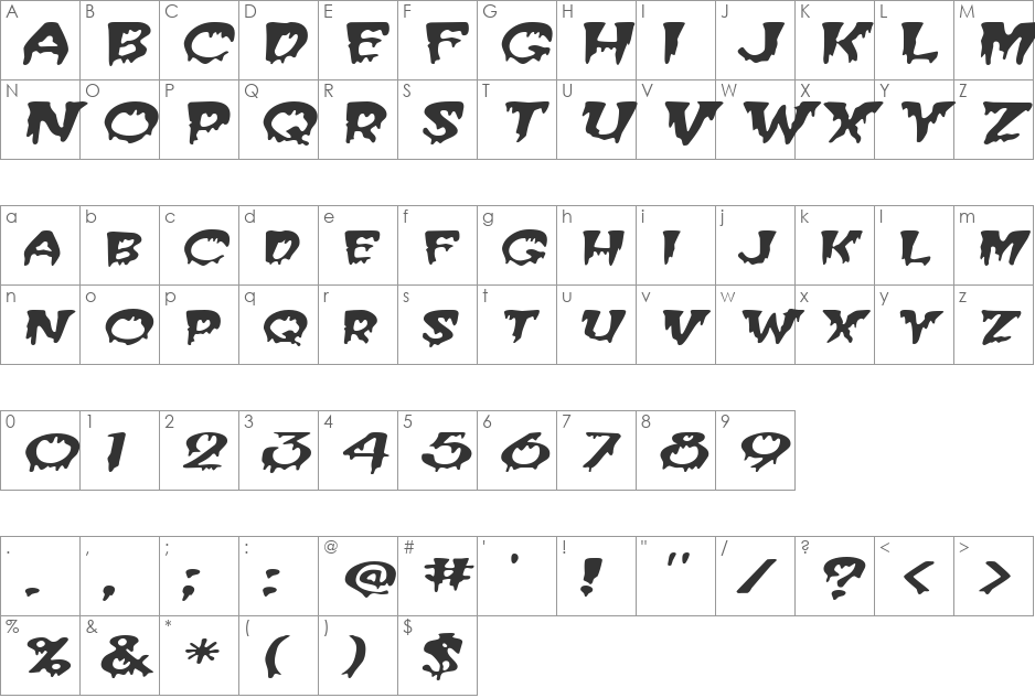 CreeperExtended font character map preview