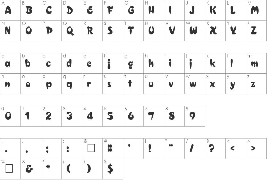Crescent font character map preview