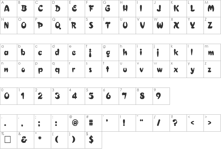 Crest font character map preview