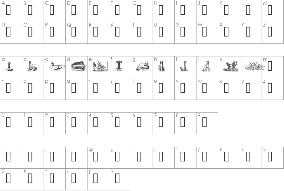 crime and punishment font character map preview