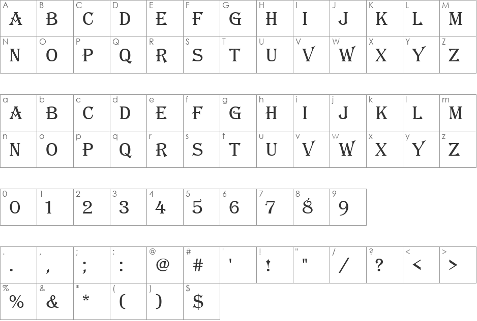 AlgerianBasD font character map preview