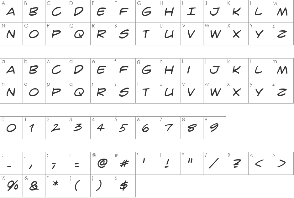 CrimeFighter BB font character map preview