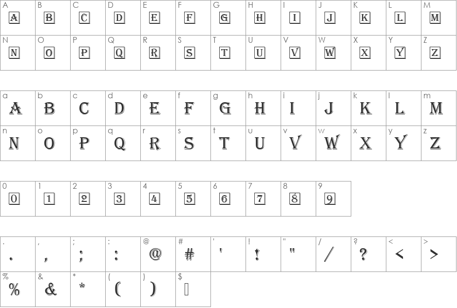AlgerianIniD font character map preview
