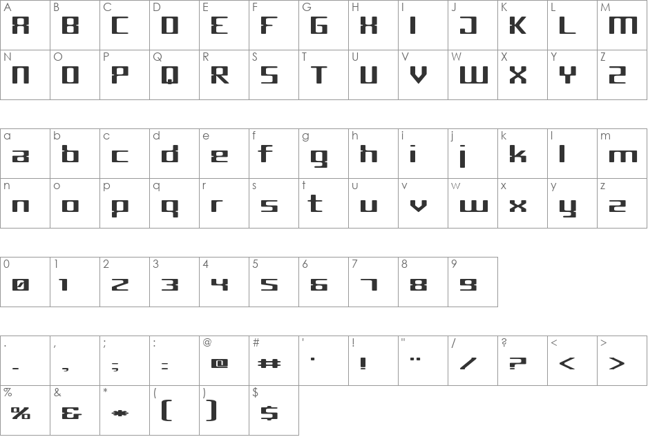 Criminal font character map preview