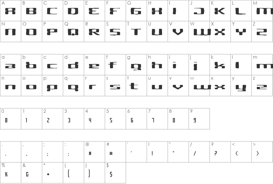 CriminalHand font character map preview