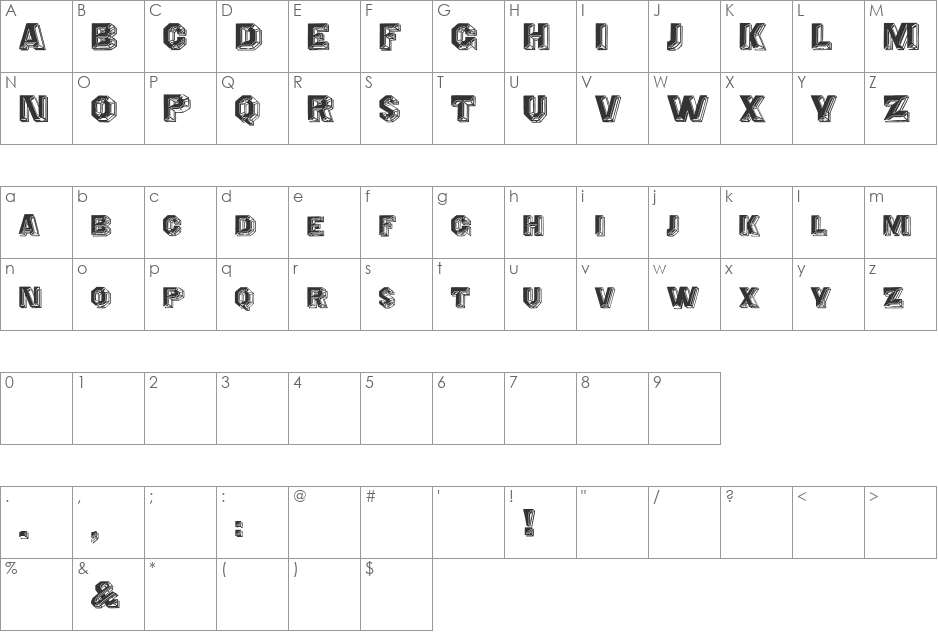 Cristalid font character map preview